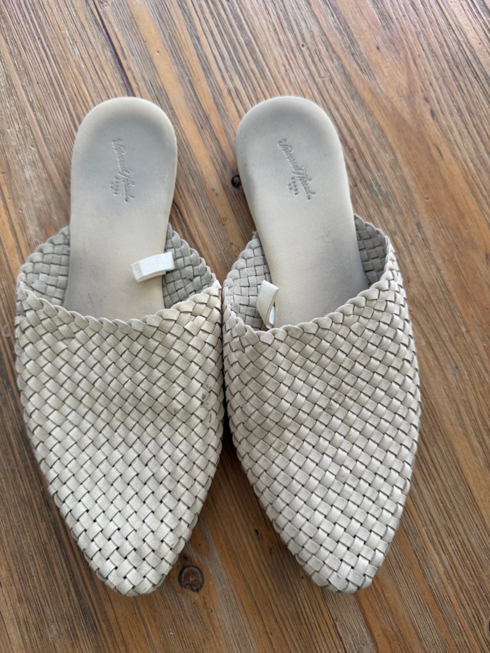 Universal Thread Woven Pointed-Toe Slip-On Mules in Light Taupe